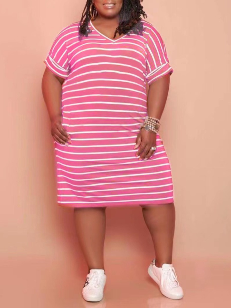 LW Plus Size Pattern Striped Dress