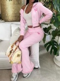 LW Zipper Design Pattern Letter Two-piece Pants Set