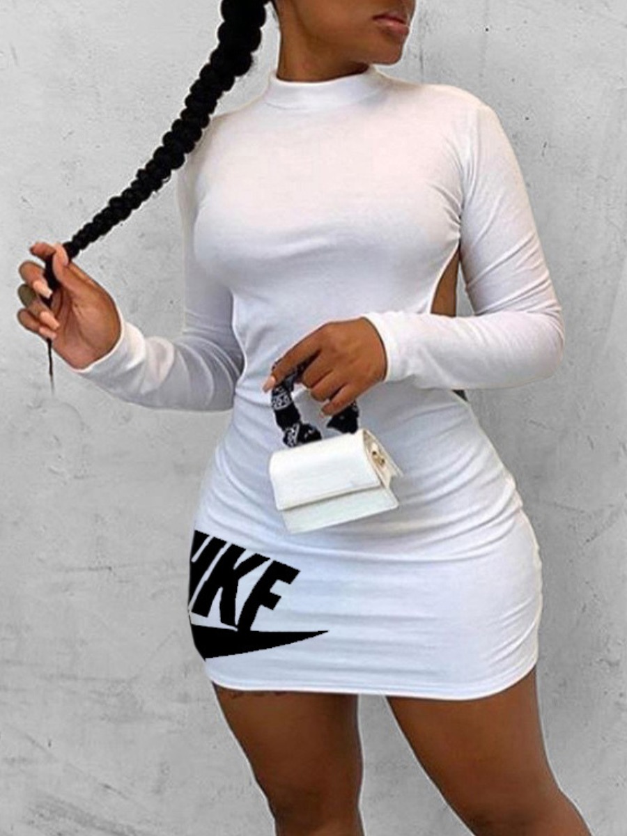 LW Pattern Letter Print Mini Dress