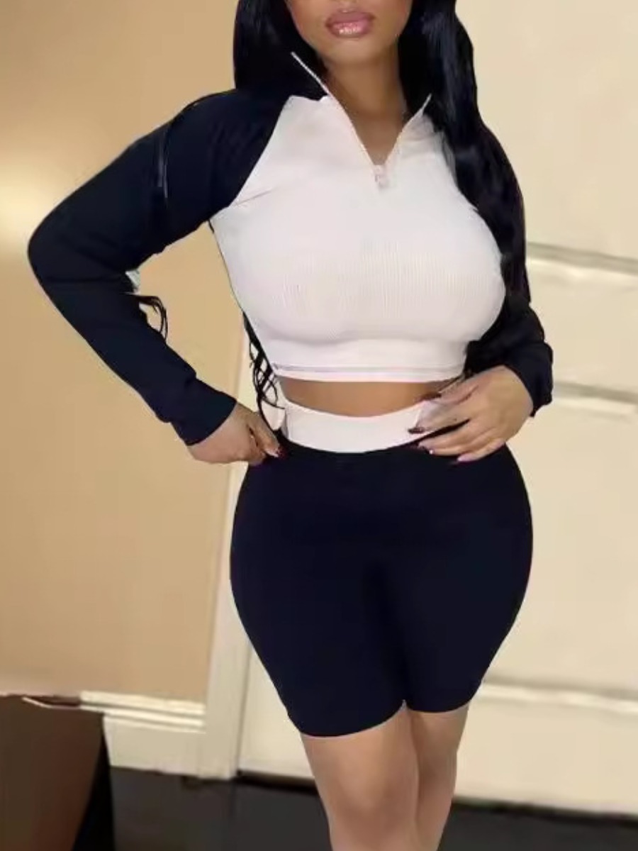 LW BASICS Color Block Two-piece Shorts Set