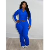LW Plus Size Pocket Design Solid Color Two-piece P