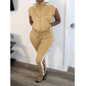 LW Casual Polyester Turndown Collar Pattern Stripe