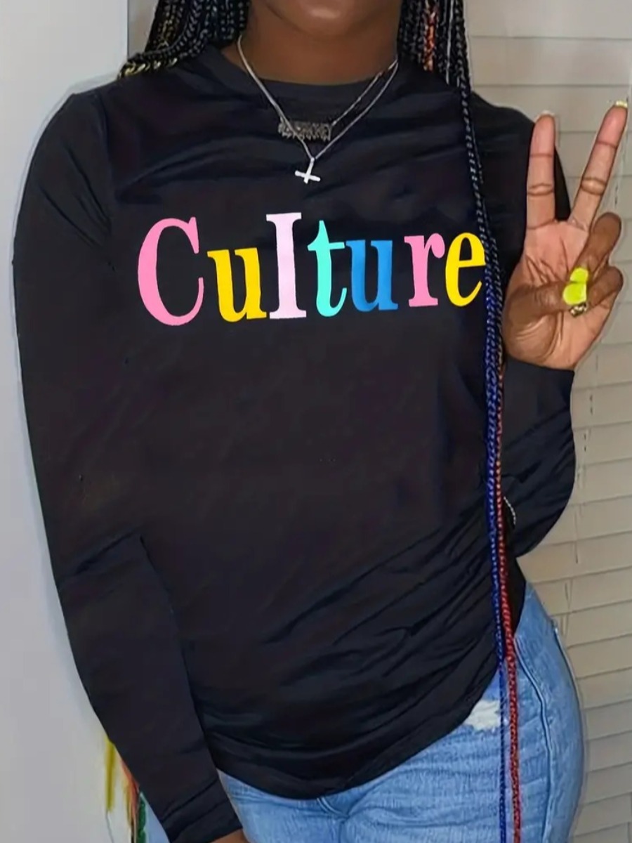 LW Pattern Letter Print Sweatshirt