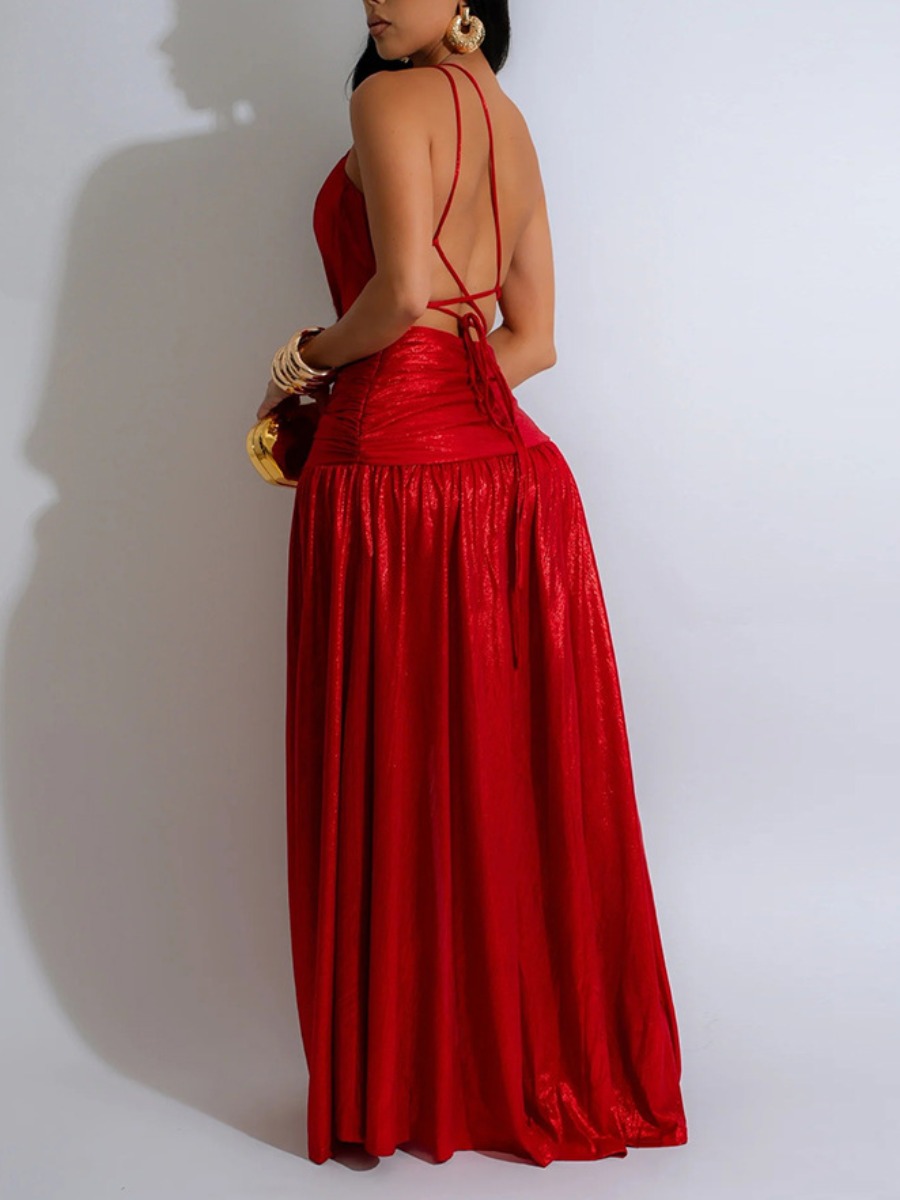 LW SXY High Split Solid Color Maxi Dress