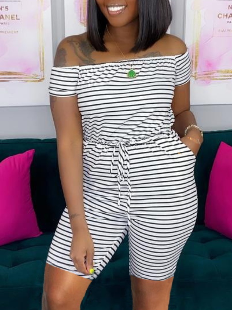 LW Bandage Design Striped Romper