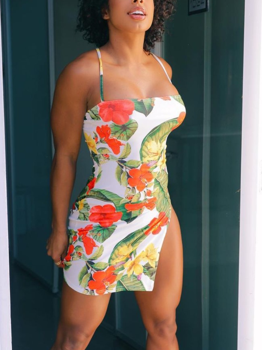 LW Pattern Medium Flower Print Mini Dress