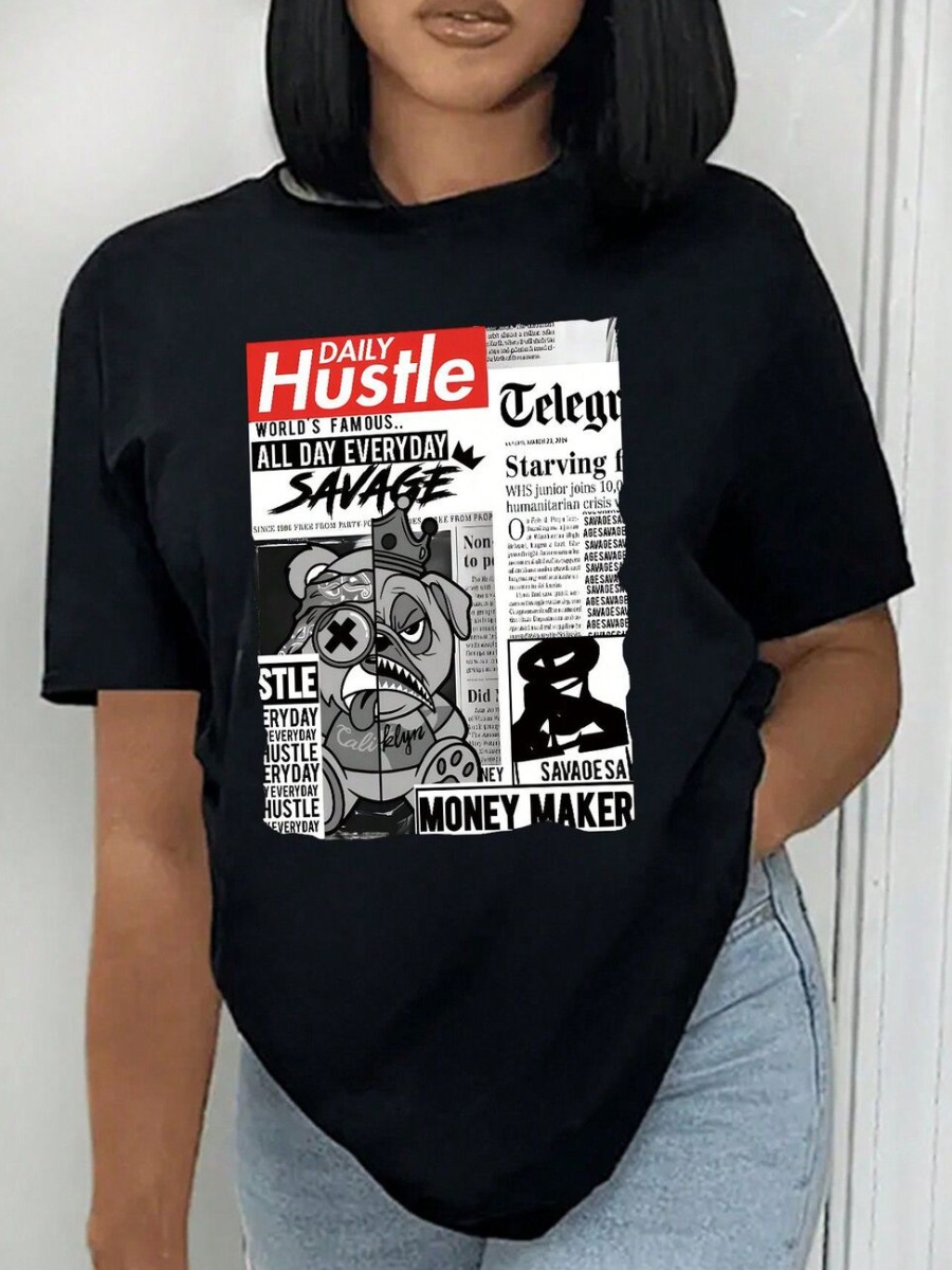 LW Pattern Mixed Print Letter T-shirt