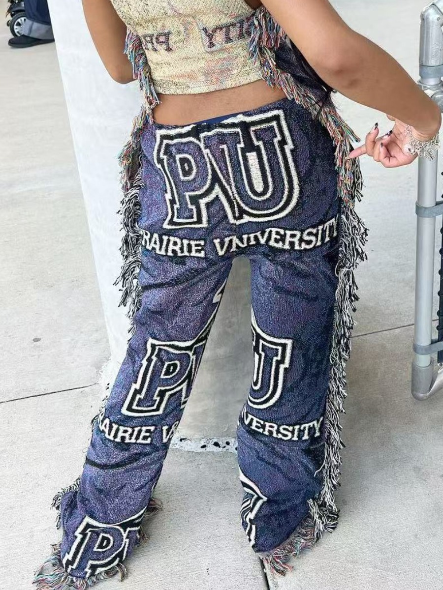 LW Tassel Design Letter Pants