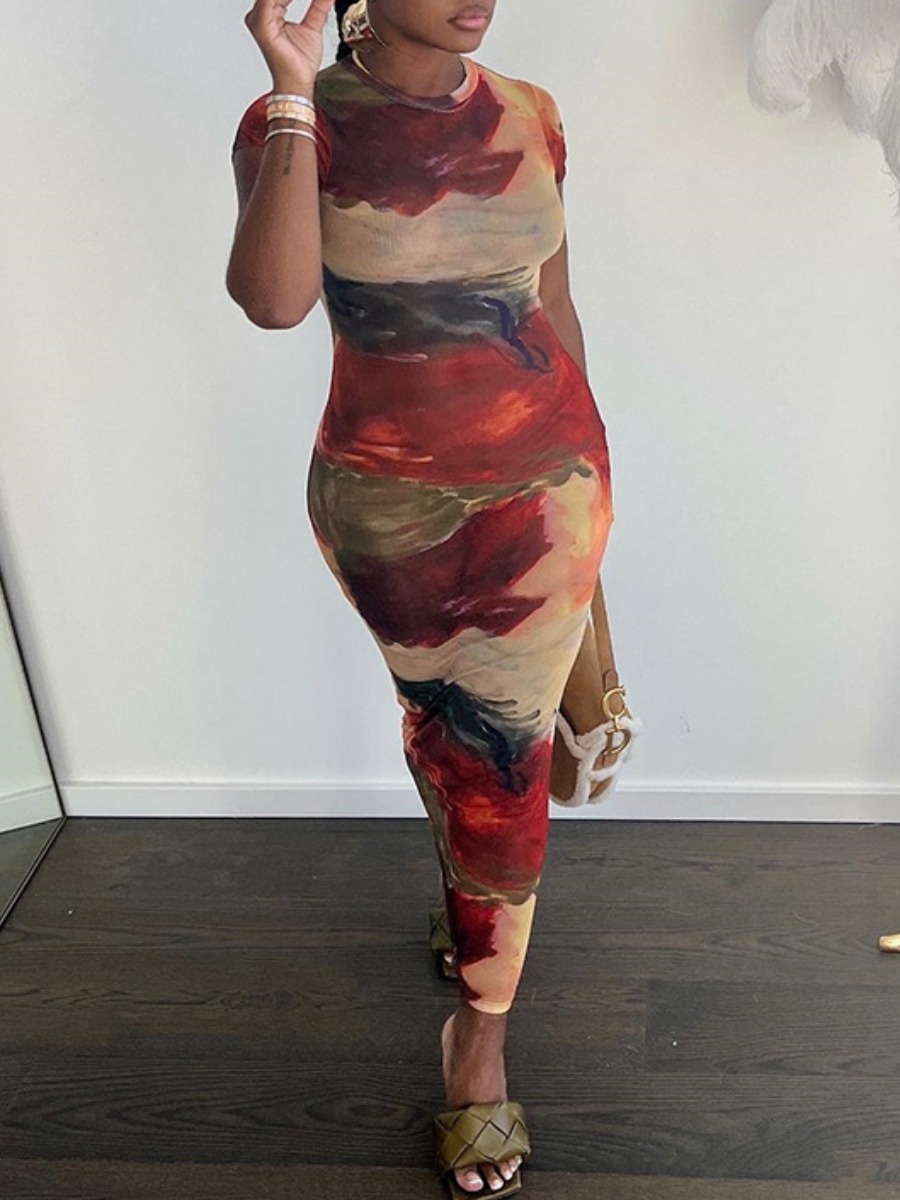 LW Pattern Mixed Print Maxi Dress