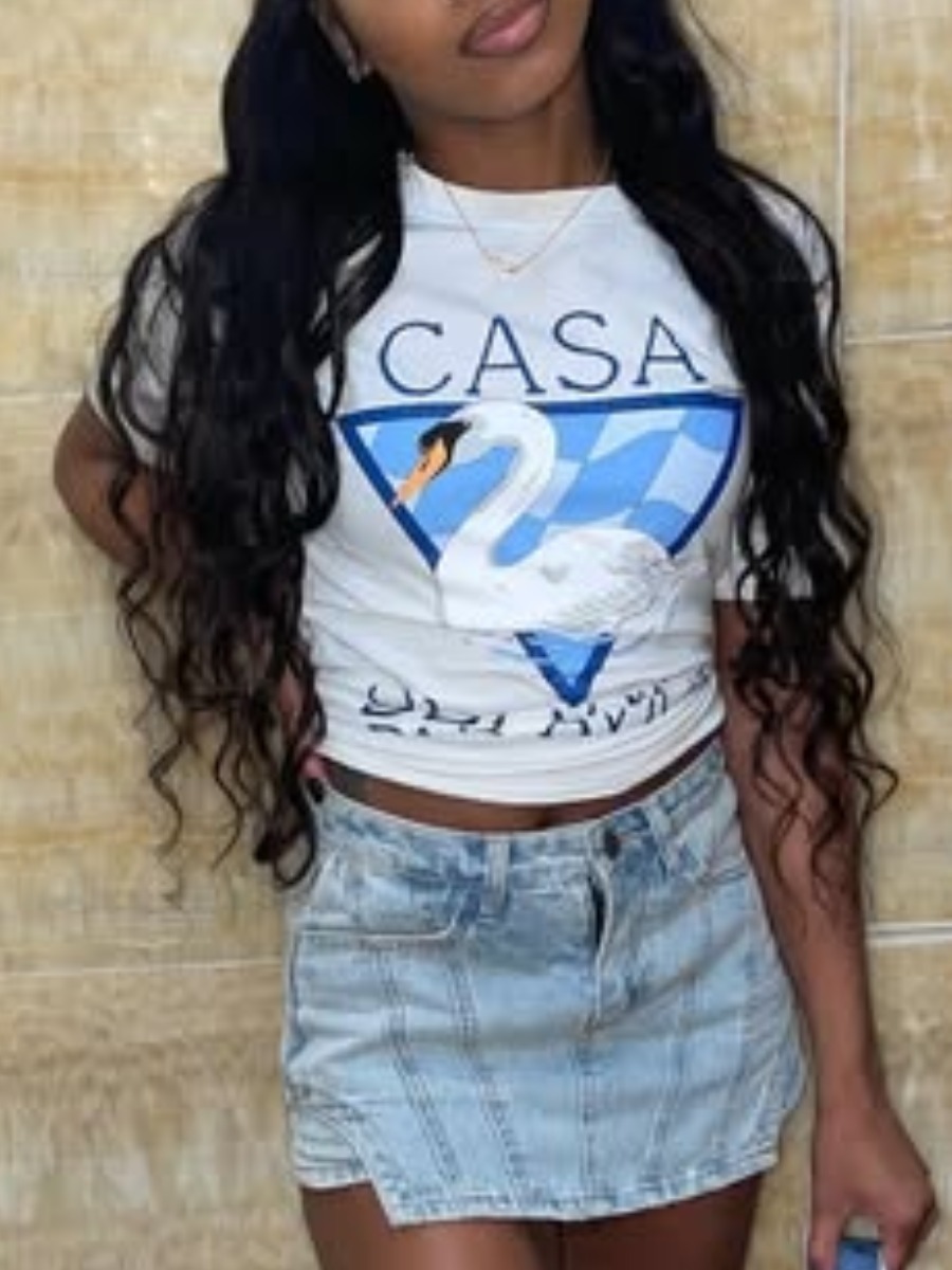 LW Pattern Mixed Print Letter T-shirt