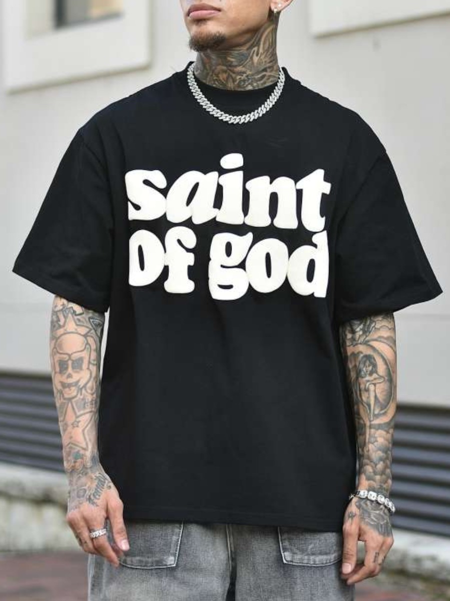 LW Men Pattern Letter T-shirt