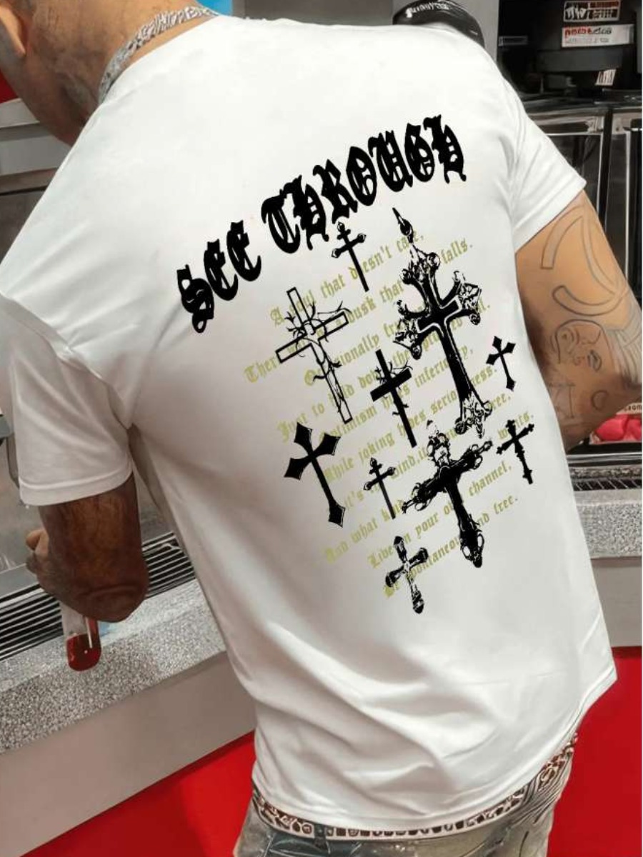 LW Men Pattern Letter T-shirt
