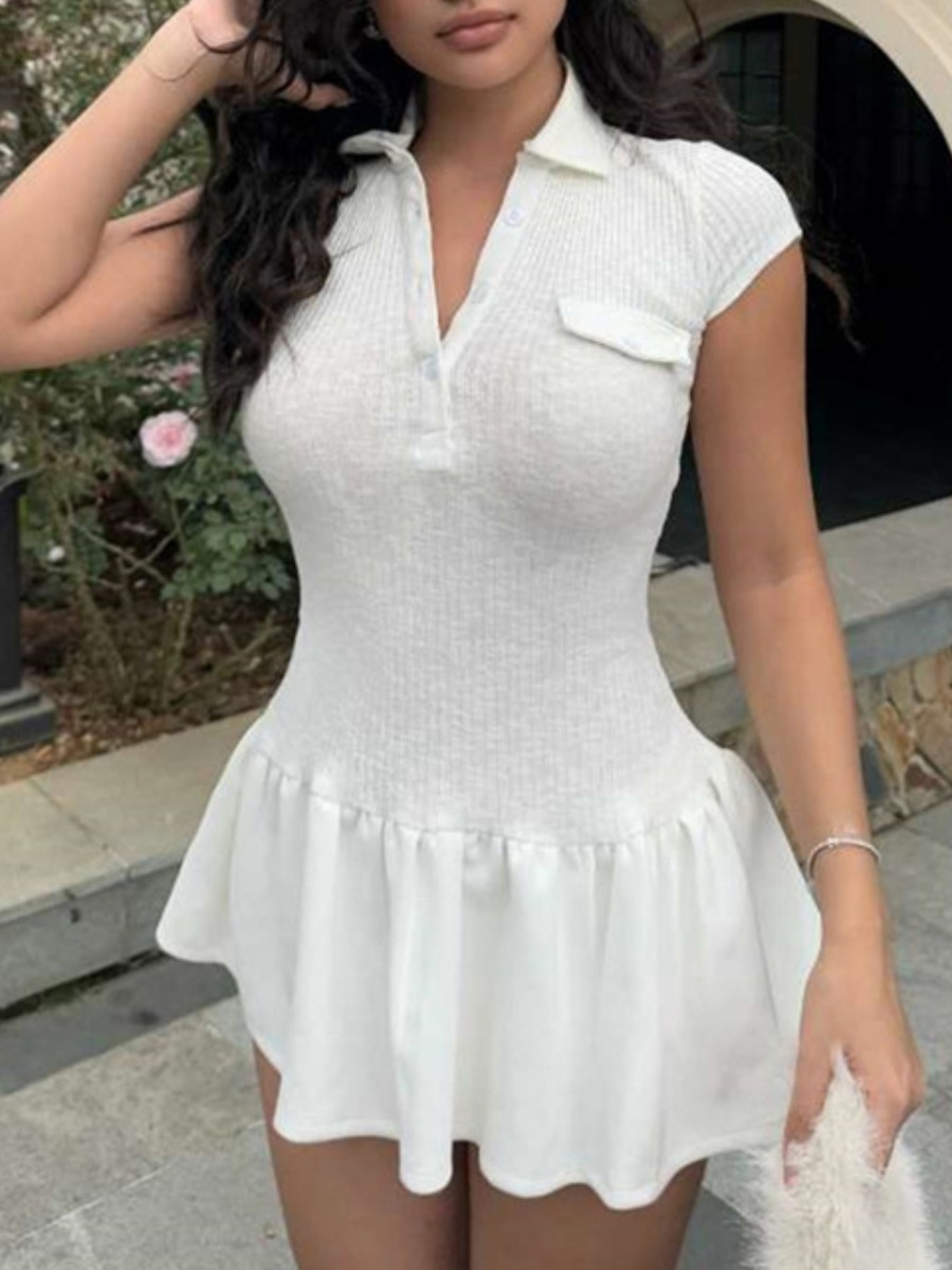 LW BASICS Solid Color Mini Dress