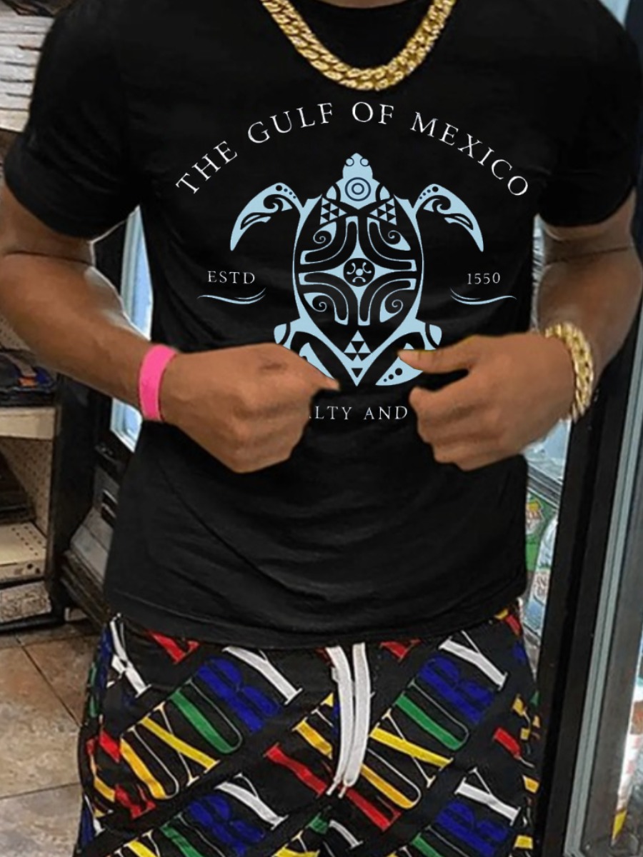 LW Men Pattern Mixed Print Geometric T-shirt