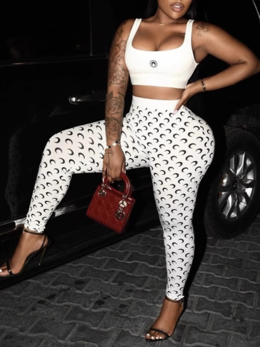 LW Casual Polyester U Neck Pattern Geometric Sleev