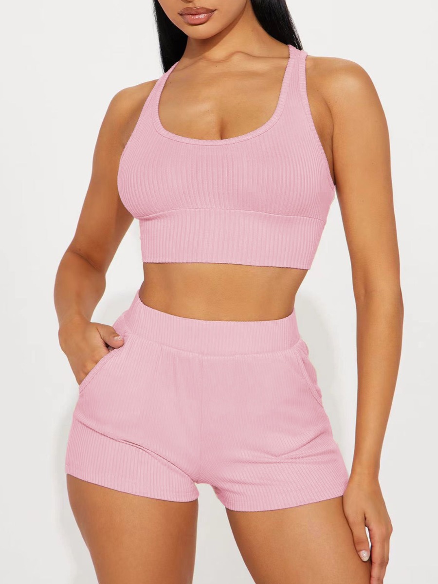 LW BASICS Casual Polyester U Neck Solid Color Slee