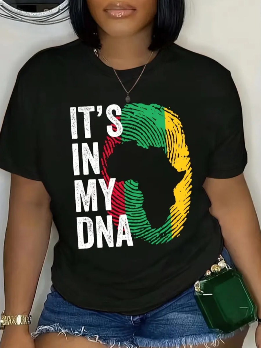 LW Plus Size Pattern Mixed Print Letter T-shirt