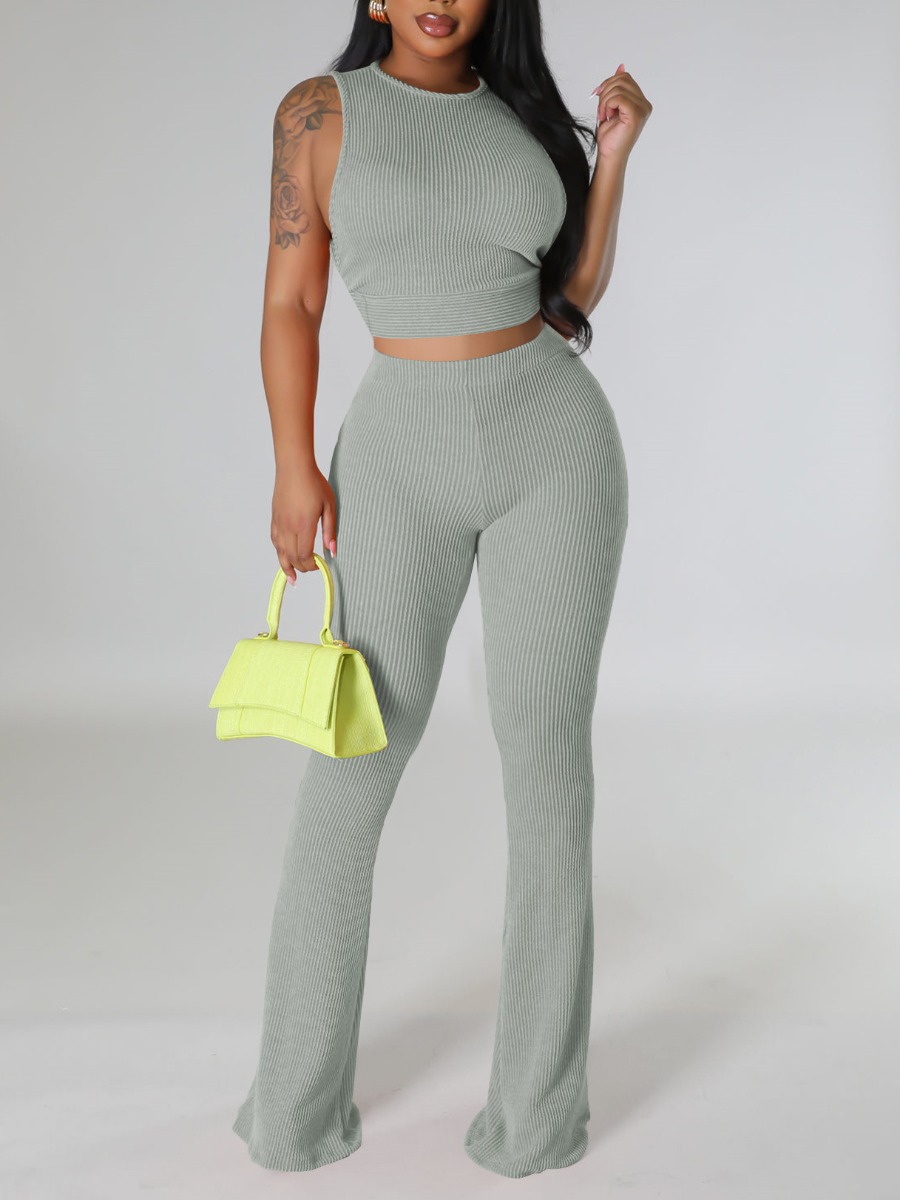 LW BASICS Casual Polyester Round Neck Solid Color 