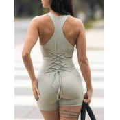 LW BASICS Bandage Design Solid Color Romper