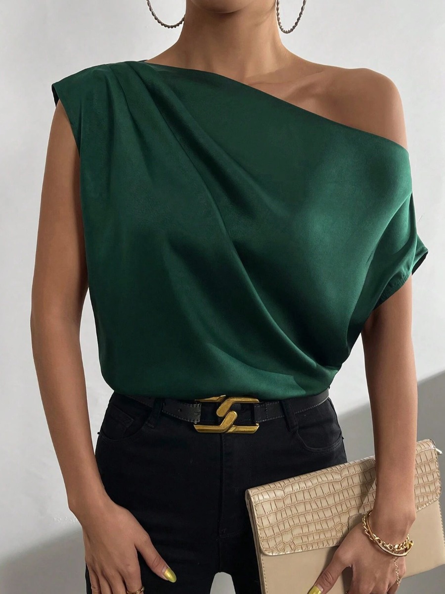 LW BASICS Asymmetrical Solid Color Camisole&Tank T