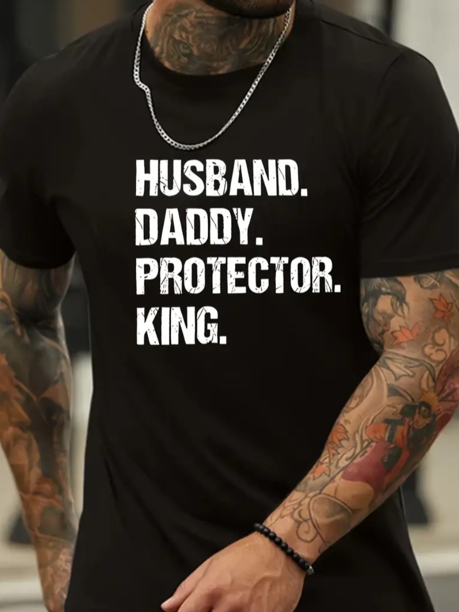 LW Men Pattern Letter T-shirt