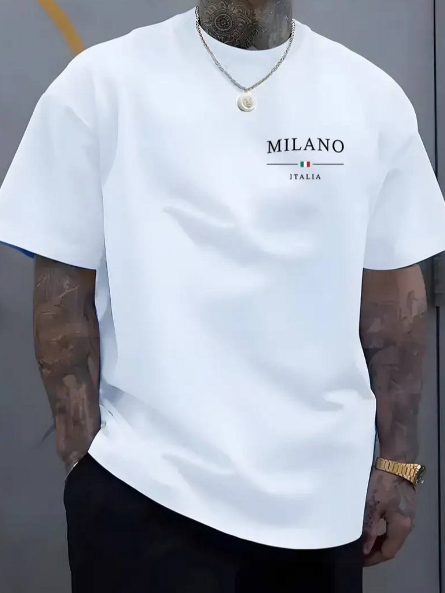 LW Men Pattern Letter T-shirt