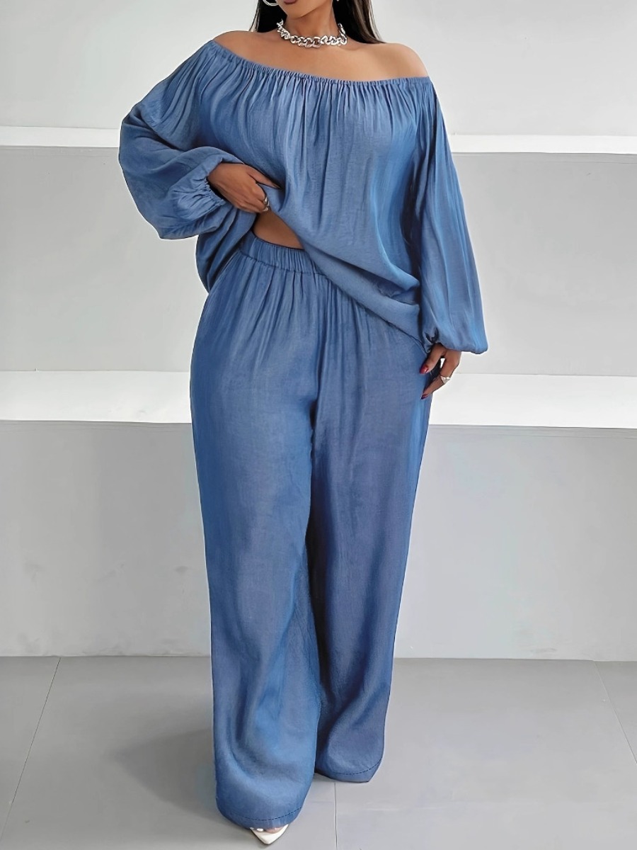 LW BASICS Plus Size Solid Color Two-piece Pants Set