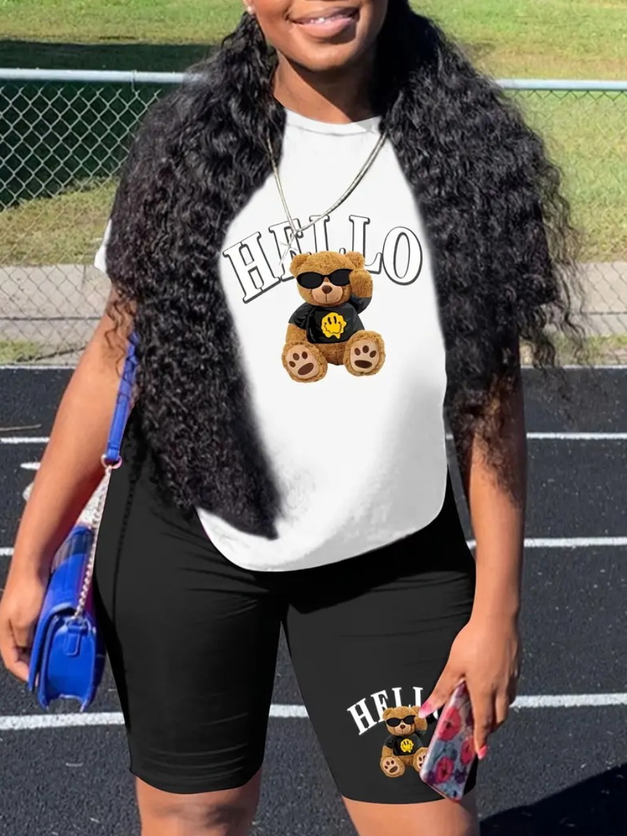 LW Casual Polyester Round Neck Pattern Cartoon Pri