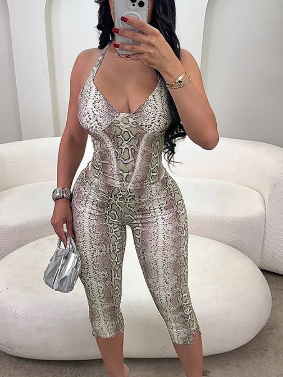 LW SXY Pattern Animal Print Cobra Jumpsuit