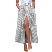 Casual High Waist Striped Polyester Ankle Length S