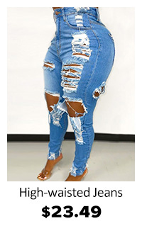 LW High-waisted High Stretchy Ripped Jeans  High-waisted Jeans $23.49 