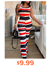 LW Striped Cut Out Flared Jumpsuit